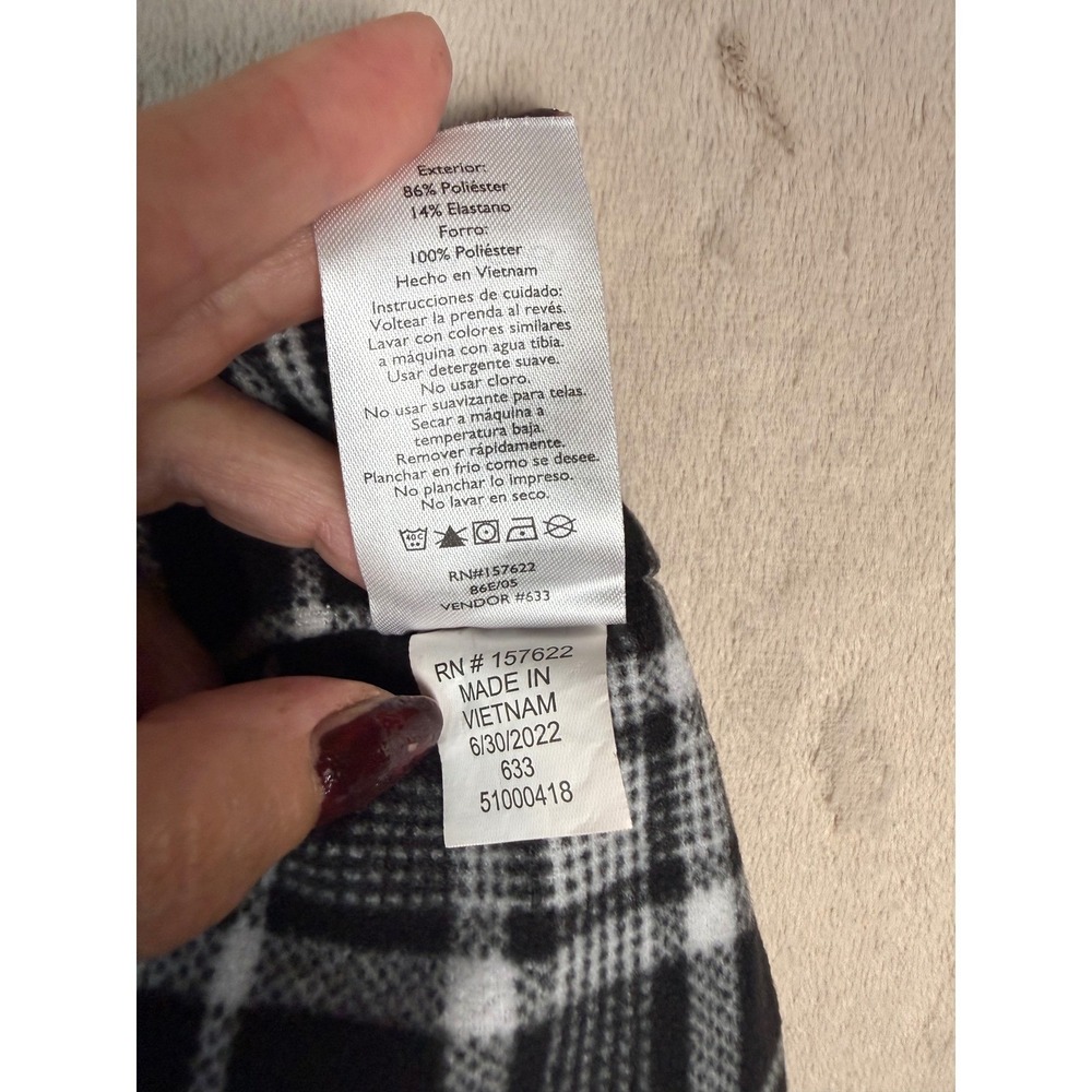 Eddie Bauer Fleece Lined Jogger Pants Women 8 Black Plaid Hiking Utility Cargo - Picture 4 of 13